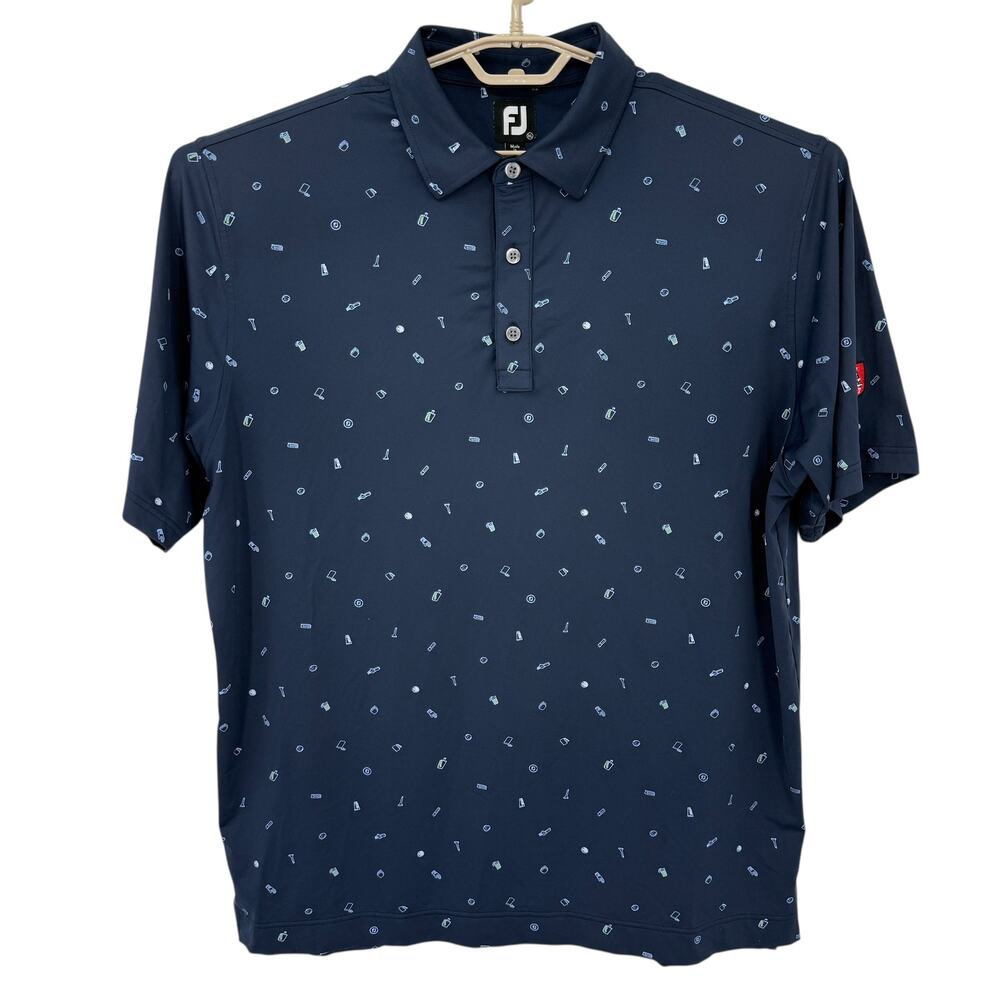 FootJoy Mens Performance Golf Polo Shirt Tees Glove Drink Ball Print Size XL